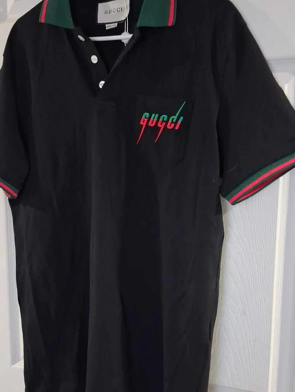 NWT Gucci Men’s Black Polo Shirt with Green & Red Trim